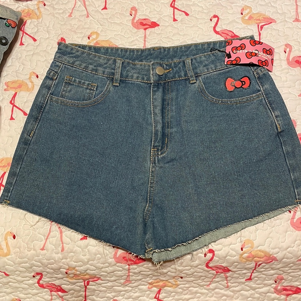 SHEIN X Hello Kitty denim jean shorts Sanrio